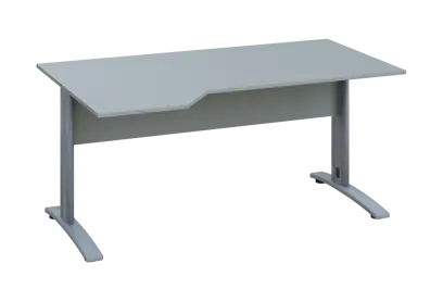 EZK 18 - 164 stůl kancelářský, rohový, levý, kovová podnož stříbrná, deska 18 mm, široký 1600 mm, šedá